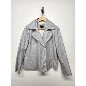 J.Crew Collection Women's Blue/White Stripes Linen Waterproof Jacket/Blazer, Sz8